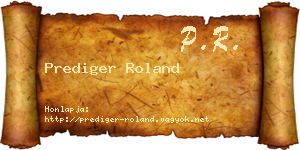 Prediger Roland névjegykártya
